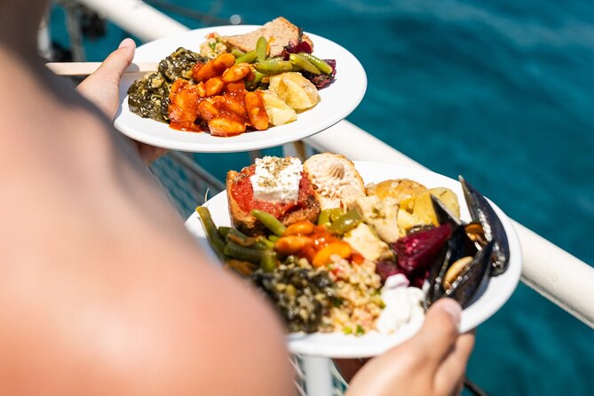 Rhodes Bay to Bay Swim Cruise-Greek Buffet w/wine included - Greek buffet, wine, and the onboard atmosphere