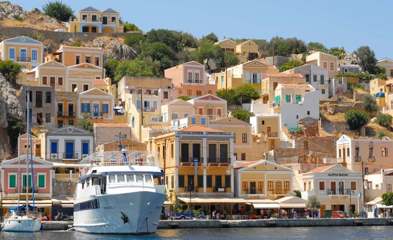Rhodes: Boat trip to Symi island with swimming at St. George - Cruising out toward Symi