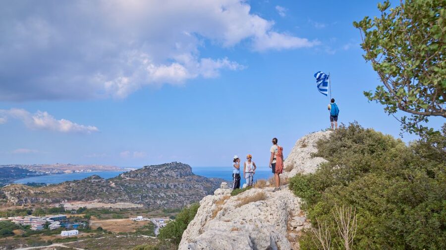 Rhodes: Ladiko Bay Rock Climbing and Rappelling Experience - Climbing several routes above the sea