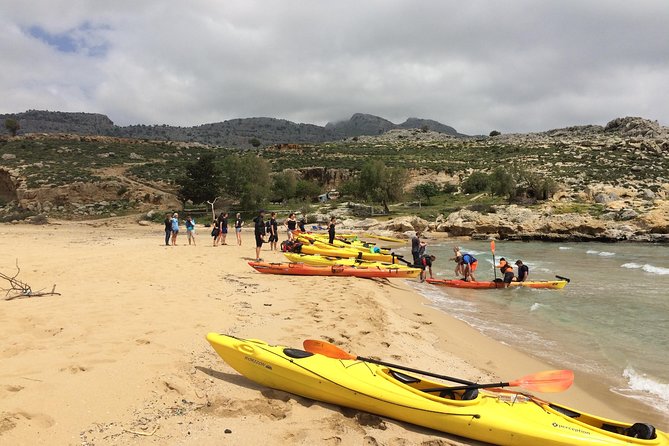 Rhodes Sea Kayaking Adventure small groups incl.Transfer & snack - Red Sand Beach and the first swim