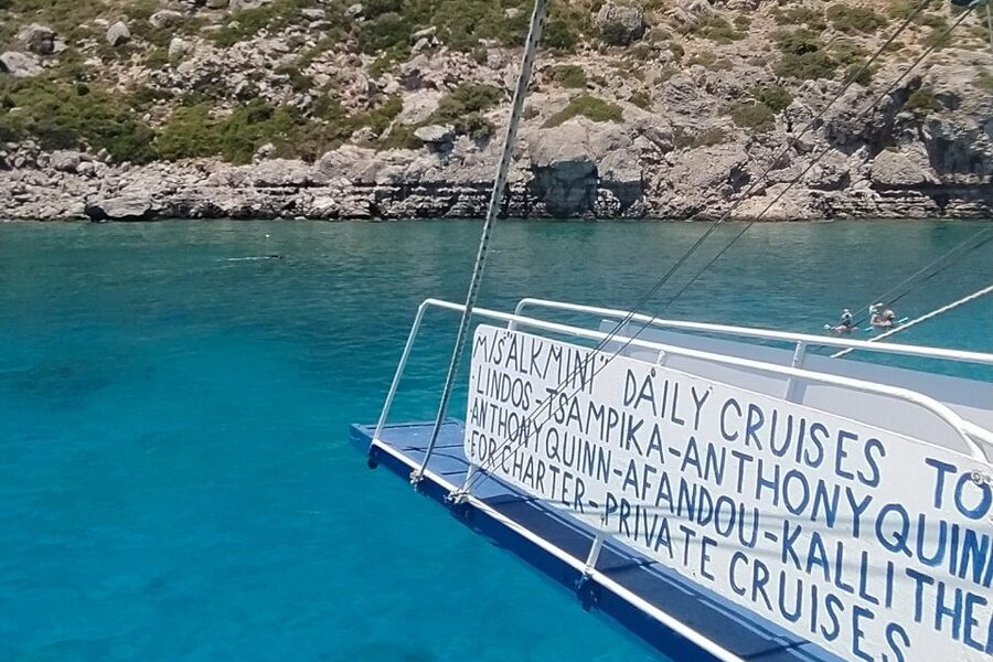Rhodes Town: Anthony Quinn, Kalithea & Afandou Boat Cruise - Setting out from Mandraki Harbor on Alkmini