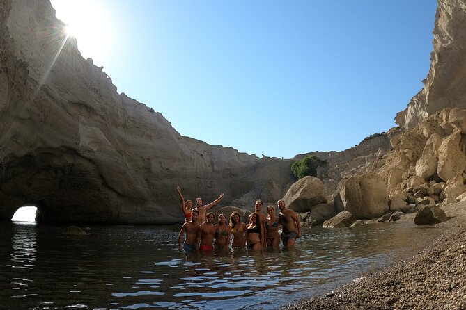 Round of Milos and Poliegos Sailing boat snorkelling cruise - Cape Vani and the mines carved into the coast