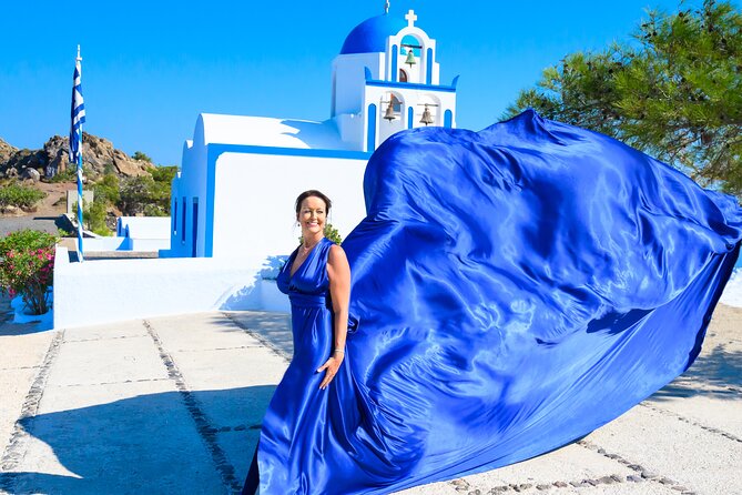 Santorini 2h Private Flying Dress Photoshoot with Transportation - Imerovigli: dramatic caldera views
