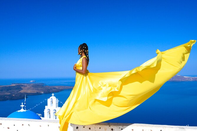 Santorini 2h Private Flying Dress Photoshoot with Transportation - The final photos and delivery