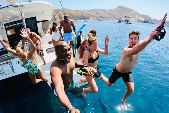 Santorini All-inclusive Catamaran Cruise with Thirassia Stop - A proper meal, not just boat snacks