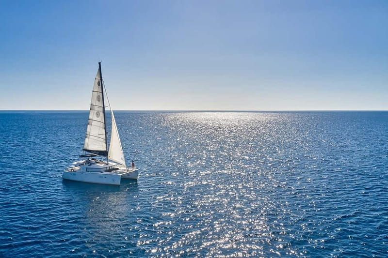 Santorini: Caldera Classic Catamaran Cruise w/ Meal & Drinks - A Greek BBQ with unlimited drinks