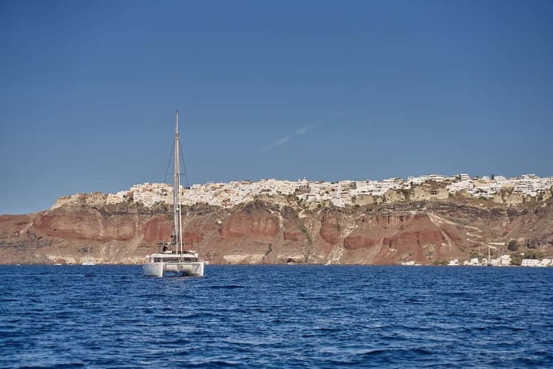 Santorini: Caldera Classic Catamaran Cruise w/ Meal & Drinks - Morning calm or evening sunset