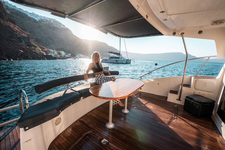 Santorini: Caldera Private Power Catamaran Cruise - What the crew and transfer add