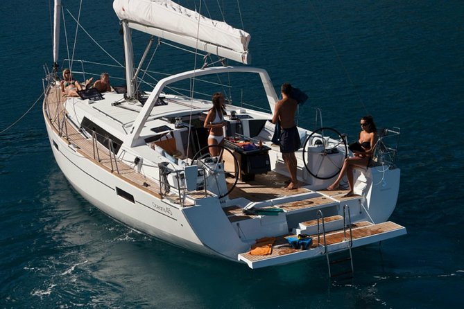 Santorini Caldera Private Sailing Boat Cruise - White Beach: a cove reached only by boat