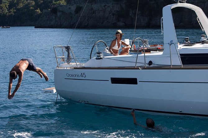 Santorini Caldera Private Sailing Boat Cruise - Thirassia: the final chance for a long swim