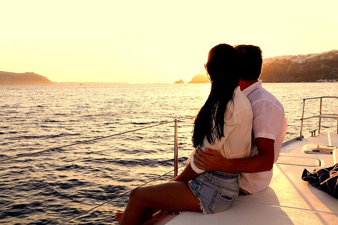 Santorini Catamaran Cruise with Greek Meal, Open-Bar and Sunset - Santorini from the water, not from the postcard