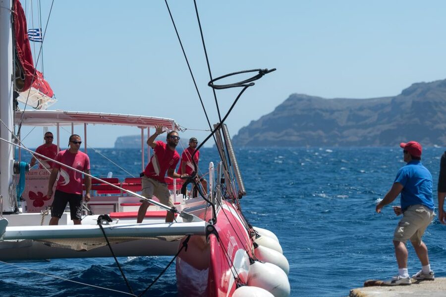 Santorini: Dream Catcher 5-hour Sailing Trip in the Caldera - Swimming in bays you cannot reach by road