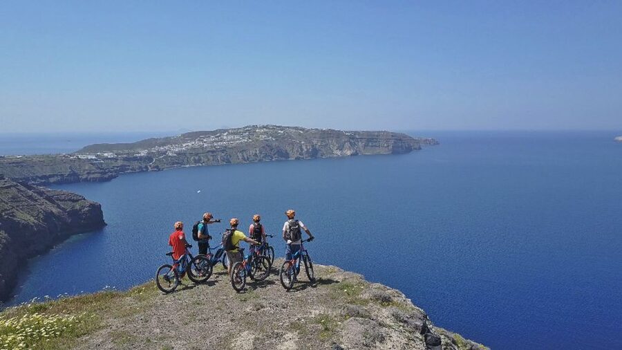 Santorini: Electric Mountain Bike Adventure - Perivolos, Perissa, and the black-sand beginning