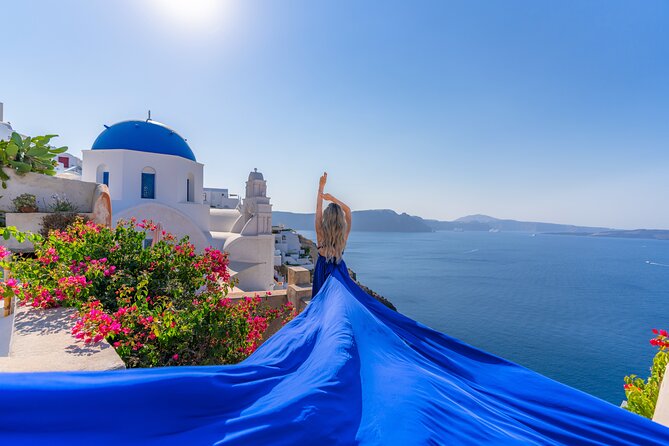 Santorini: Flying Dress Photoshoot - Meeting at the Imerovigli pharmacy