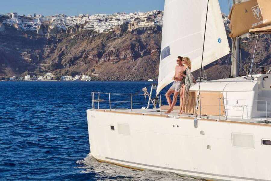 Santorini Gold Catamaran Cruise with Snorkel, BBQ & Open Bar - Key points at a glance