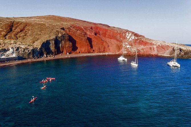 Santorini Guided Sea Kayaking with Light Lunch and Pick-up Option - A 45-Minute Pause at Kambia Beach