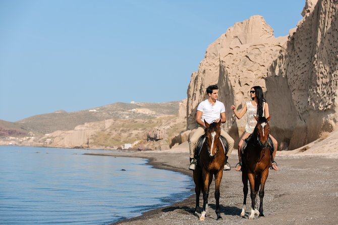 Santorini: Horse Riding to the Black Sandy Beach (Eros beach) - Photos, saddlebags, and the practical extras