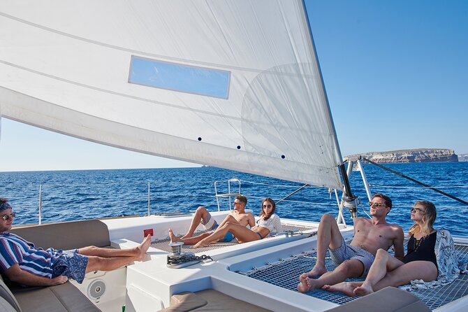 Santorini Platinum Catamaran Cruise with Meal, BBQ and Open Bar - Mesa Pigadia: the main swimming and snorkeling stop