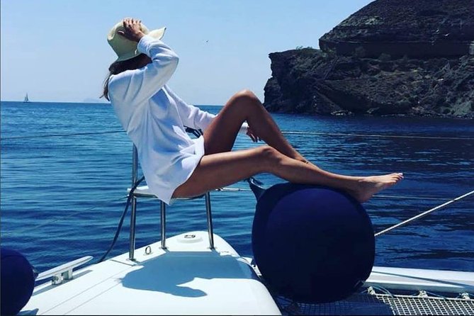 Santorini Platinum Catamaran Cruise with Meal, BBQ and Open Bar - Thirassia brings the meal and the longest stop