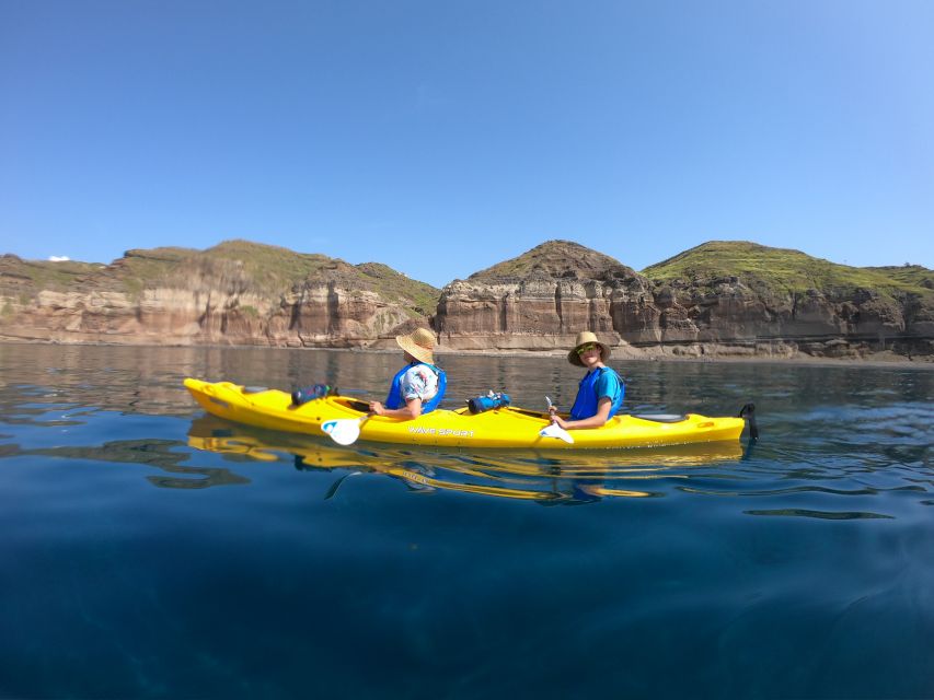 Santorini: Sea Caves Kayak Trip with Snorkeling and Picnic - Paddling along Akrotiri’s volcanic coast