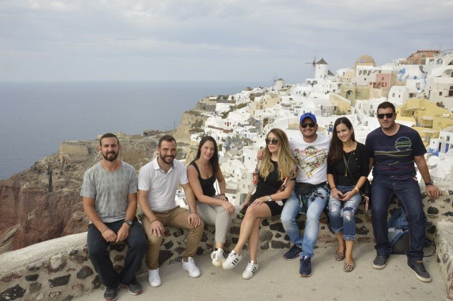 Santorini: Small-Group Highlights Tour of Venetian Castles - Firostefani delivers the classic blue-dome photograph
