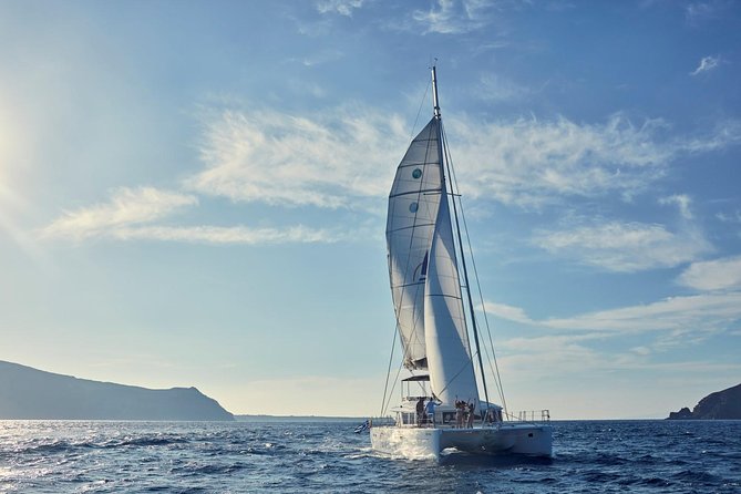 Santorini Sunset Luxury Sailing Catamaran Cruise with BBQ, drinks, transfer - Hot springs near Palea Kameni