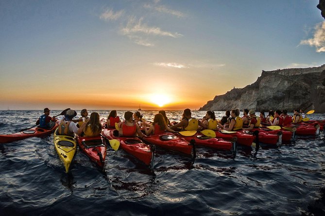 Santorini: Sunset Sea Kayak with Light Dinner with Pick-up Option - Starting at Mesa Pigadia Beach