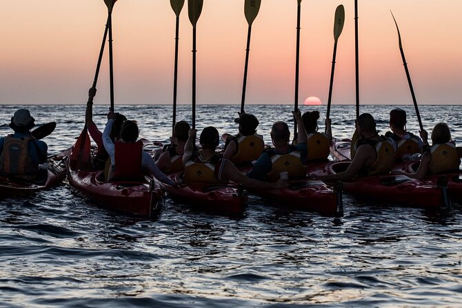 Santorini: Sunset Sea Kayak with Light Dinner with Pick-up Option - Snorkeling in the Aegean