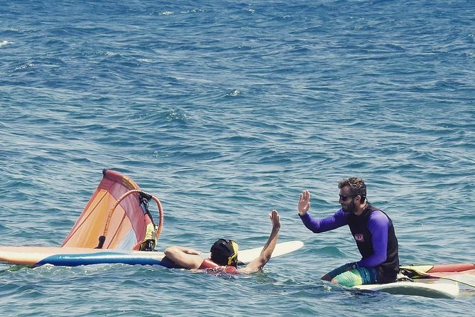 Santorini Windsurfing lessons - The Santorini setting, seen from the board