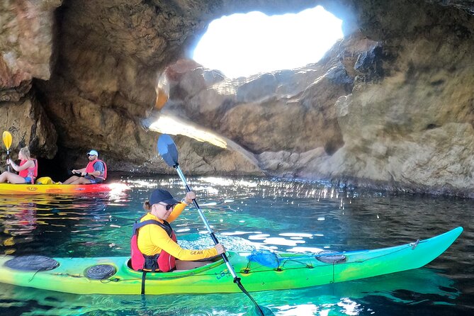 Sea kayaking Mykonos natural beauty beaches - The first paddle through the protected coast
