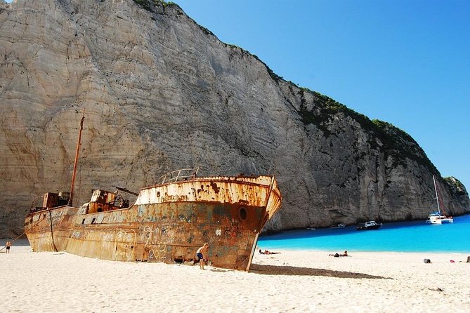 Shipwreck and Blue Caves- 8m Private Boat Tour (up to 11pax) - Swimming at Pelagaki Beach