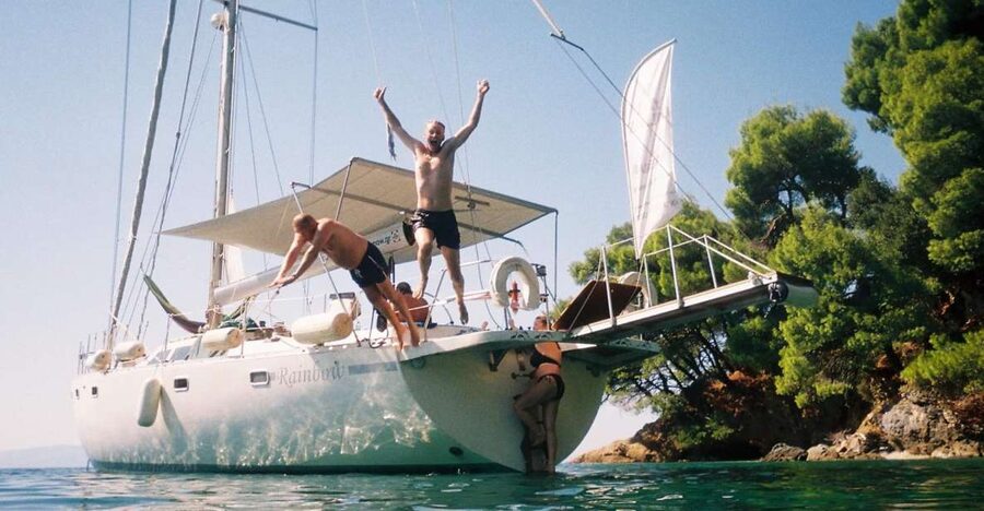 Skiathos: Day-Sailing Tour with Lunch on Board - The route from Skiathos toward Skopelos