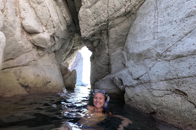 Small-Group Santorini Sea Caves Kayak Trip with Snorkeling & Picnic - Sea caves and the best photo moments