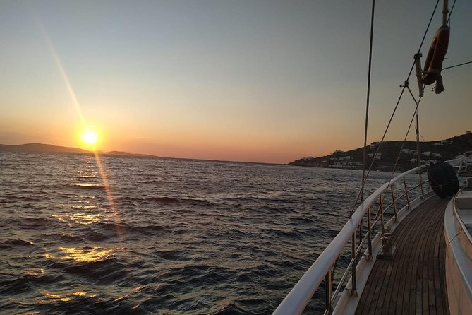 Sunset South Coast Sail Cruise with lunch,drinks, optional transfer - Sailing past Mykonos’ southern beaches