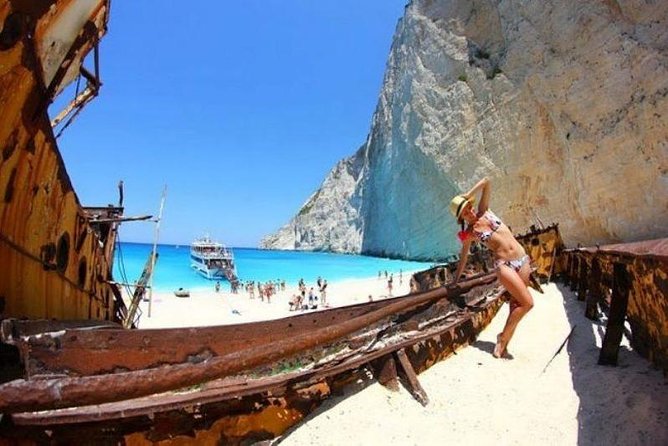 VIP Full Day Tour Shipwreck Blue Caves and top view - Bochali View Point starts the day above Zakynthos Town