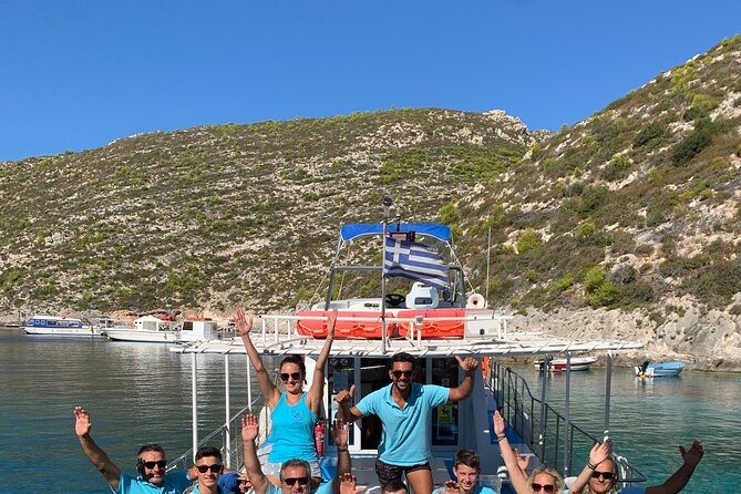 Zakynthos boat tour:Shipwreck& Local blue caves with 3 Swim Stops - Three swim stops in clear Ionian water